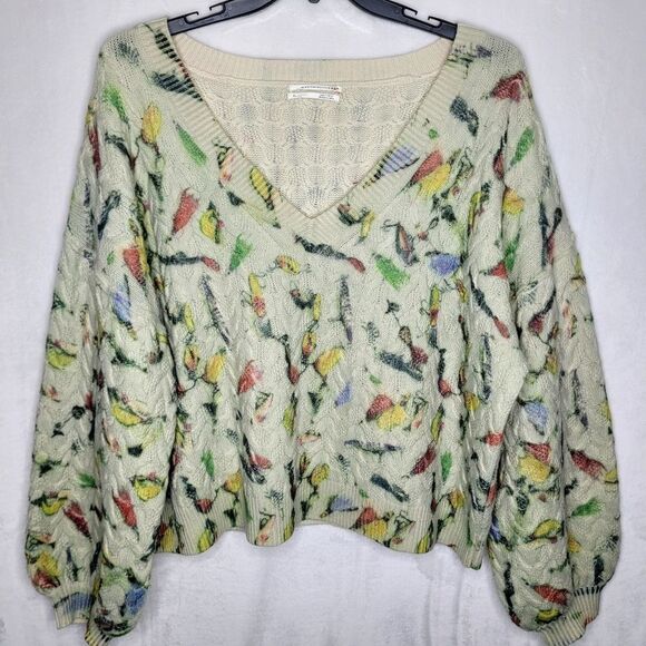 Anthropologie Catch of the Day Cable Knit Lambswool Sweater Size XL - Picture 3 of 9